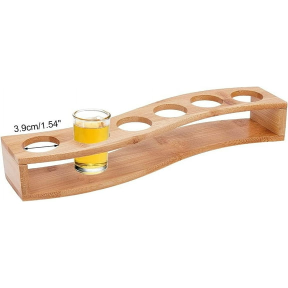 6 Shot Glass Holder Shot Glass Tray Bamboo Shot Glass Serving Tray Shot Glass Storage Shot Glass Display Bar Accessories for Wine Glasses Water Planting Tube Ball Hole: 1.53 Inch for DIY