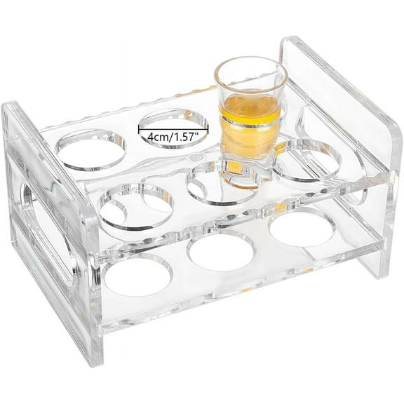 6 Shot Shot Glass Tray Holder 1.5inch Hole Clear Acrylic Flight Shot Glasses Shot Glass Tray Holder for Drinking Serving Display Storage Party Bar Club Restaurant DIY