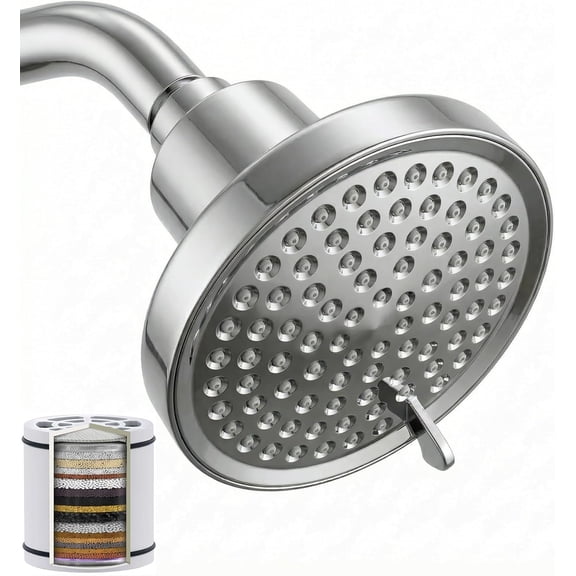 6" Shower and 25 Stage Shower Filter Combo, High 7 Settings Filtered Showerhead with Water Softener Filter for Hard Water Remove Chlorine and Harmful Substances(Chrome)