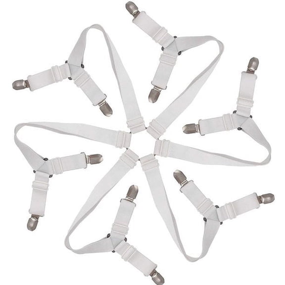 6 Sides Bed Sheet Holder Straps, Adjustable Anti-slip Practical Elastic Sheet Mattress-adjustable Fasteners, Fitted Sheet Clips for Round/Square