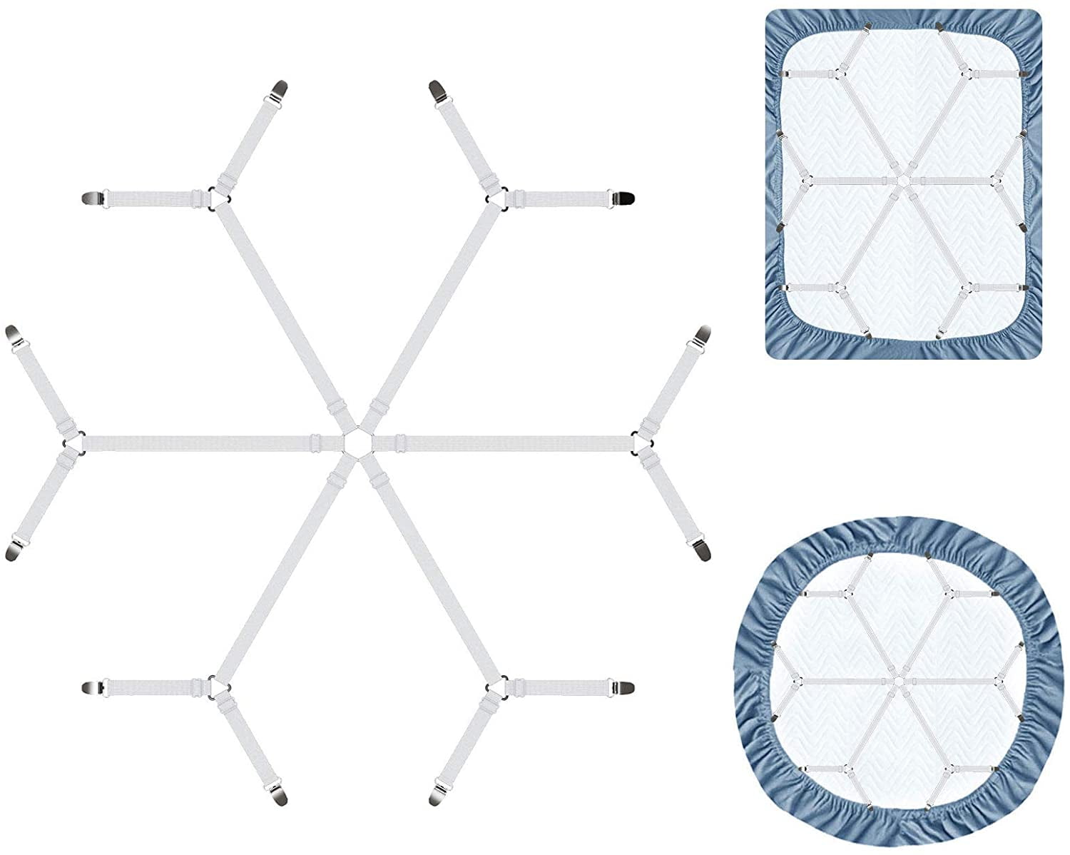 6 Sides Heavy Duty Triangle Bed Sheet Clip, Adjustable Elastic Sheet