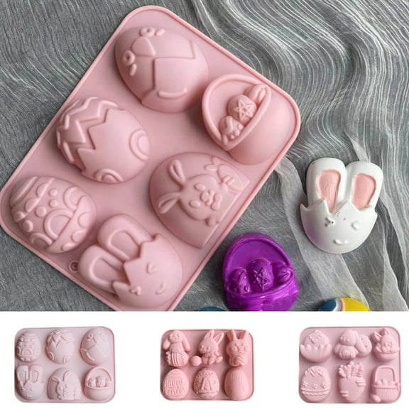 6 Silicon Chocolate Molds Easter Rabbits Eggs Molds Interesting Baking Tools for Candy Cake Homemade Kitchen Gadget