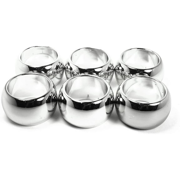 6 Silver Fun Elegant Reusable Round Plastic Napkin Rings