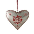 thumbnail image 1 of 6" Silver and Red Country Rustic Floral Heart Christmas Ornament, 1 of 2