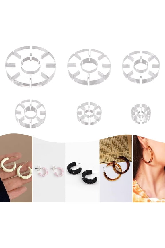 6 Size Polymer Clay Hoop Guide Translucent Jewelry Earring Clay Cutters