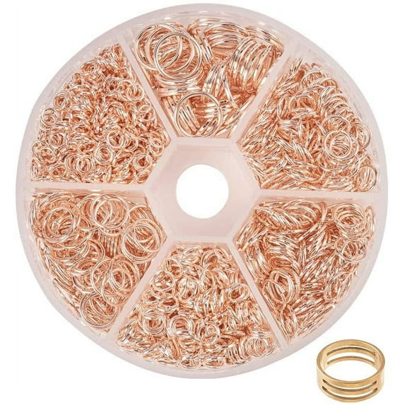 6 Size Rose Gold Iron Jump Rings 1250pcs Jump Lock Rings O Rings Connectors with Open Tool for Jewelry Making Supplies and Necklace Repair (4mm 5mm 6mm 7mm 8mm 10mm)