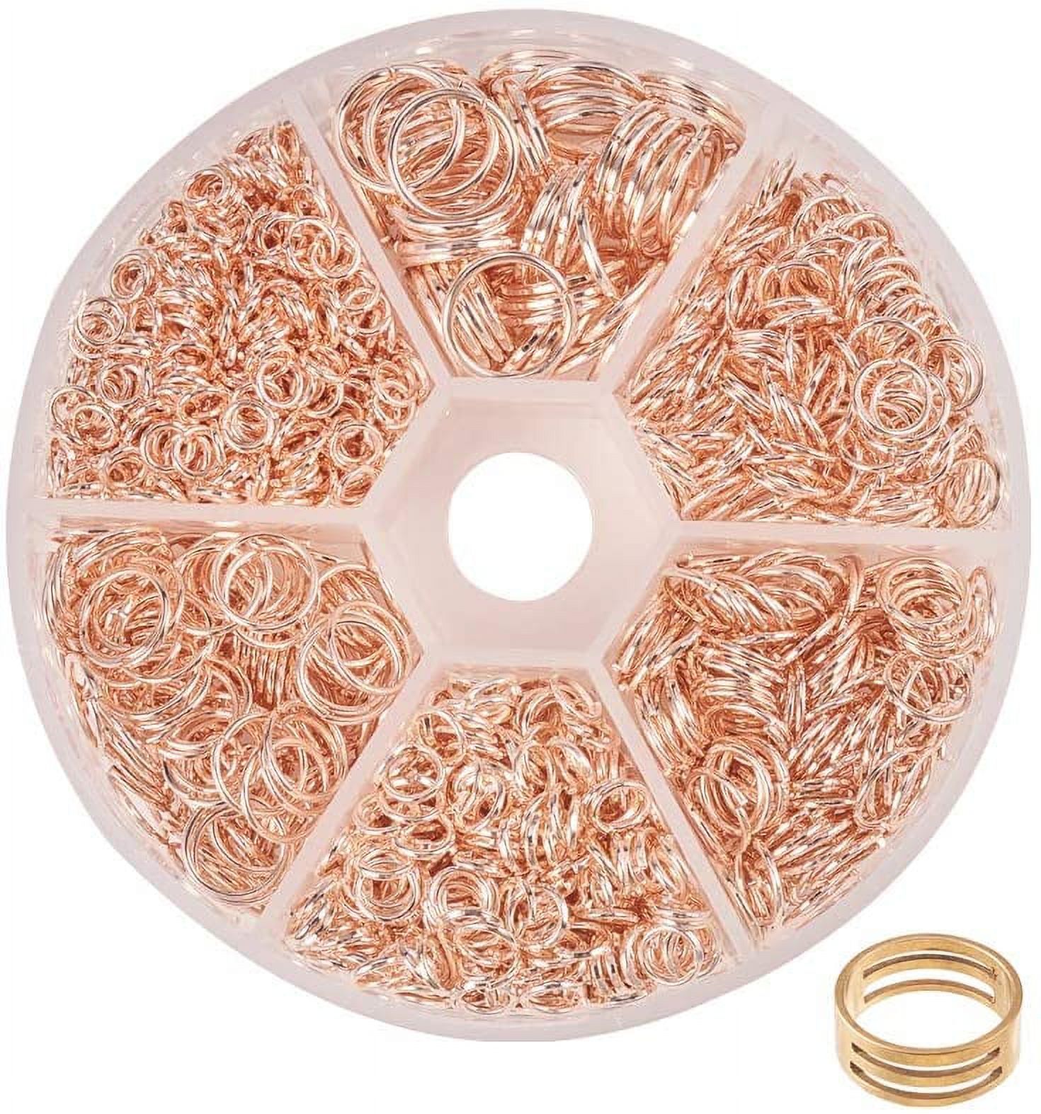 6 Size Rose Gold Iron Jump Rings 1250pcs Jump Lock Rings O Rings Connectors  with Open Tool for Jewelry Making Supplies and Necklace Repair (4mm 5mm 6mm  7mm 8mm 10mm) 