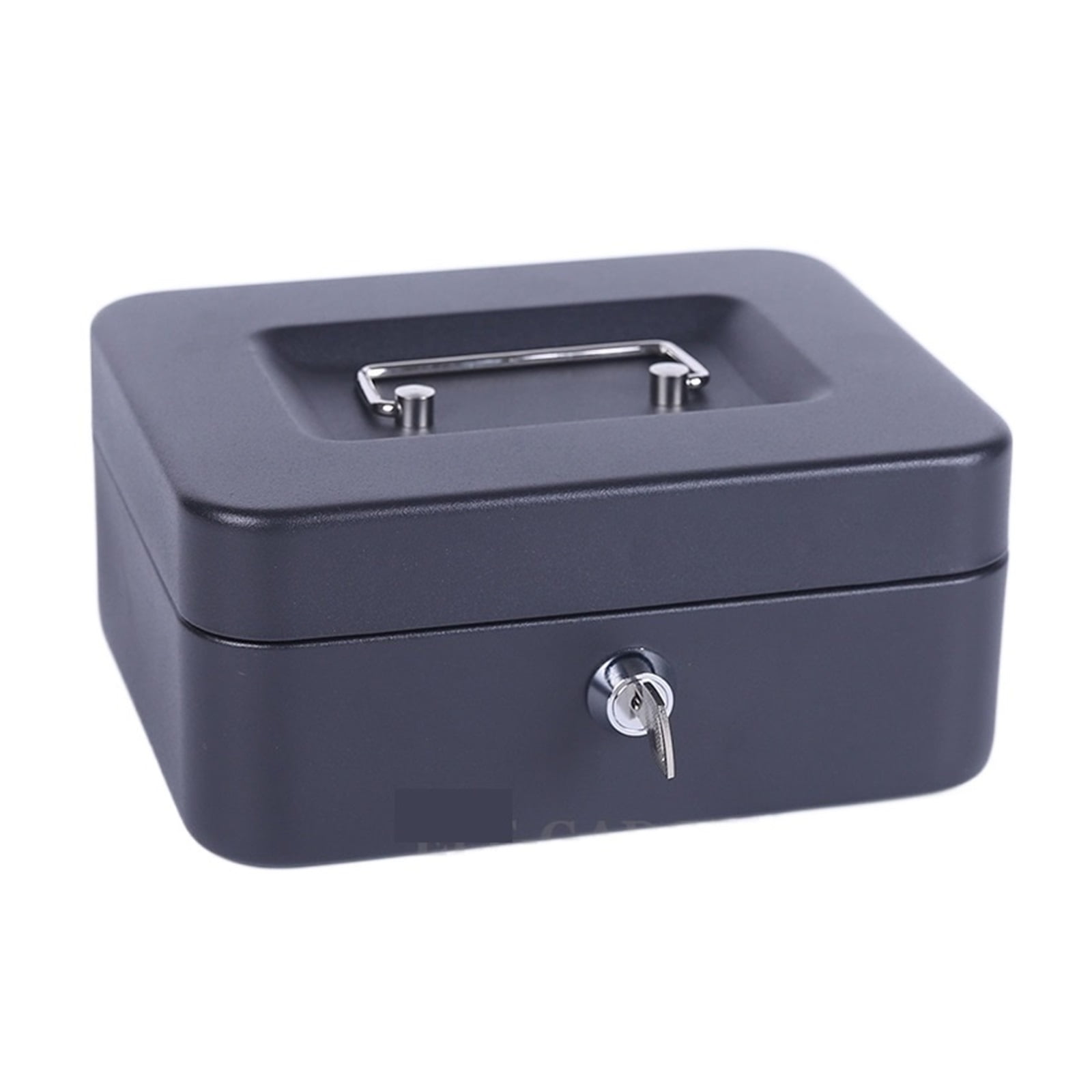 6" Size S Portable Money Safe Box Cash Box With 2 Keys And Tray Lockable Security Safe Box Steel 15x12x8 Cm