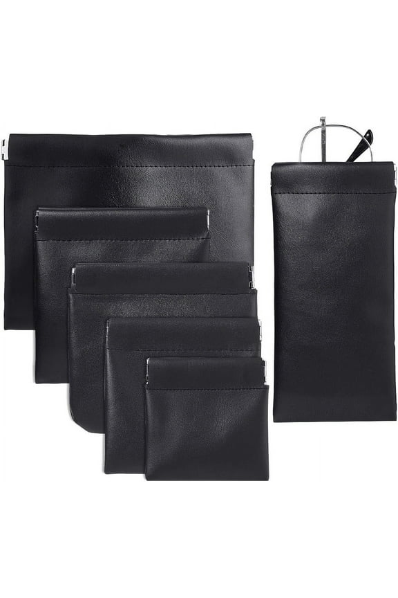 6 Sizes Leather Squeeze Coin Purse 6pcs Black Change Holder Mini Coin Pouch Jewelry Pouch Sunglasses Pouch Jewelry Ring Pouch Travel Bag for Men/Women Wedding Anniversary Christmas 1set