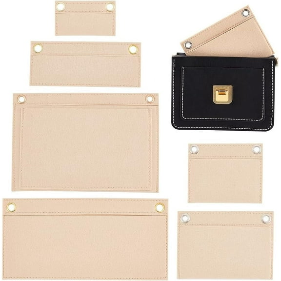 6 Sizes Purse Conversion Organizer Insert Felt Handbag Organizer Inner Pocket Wallet Clutch Bag Conversion Kit with Eyelet Pochette Bag in Bag Accessory Beige