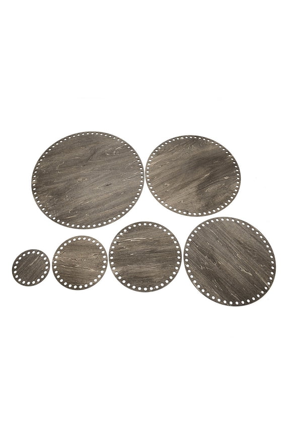 6 Sizes Round Wooden Basket Bottoms Grey Wood Base Shaper 8mm Hole Crochet Basket Base for T-Shirt Yarn DIY Basket Weaving Knitting Craft Home