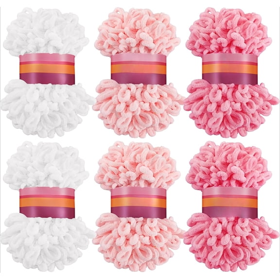 6 Skeins Christmas Loop Yarn for Finger Knitting Soft Christmas Yarn No Need Hook Yarn Chunky Yarn Soft Yarn for Beginners Knitting No Needles Hooks Gift of Christmas