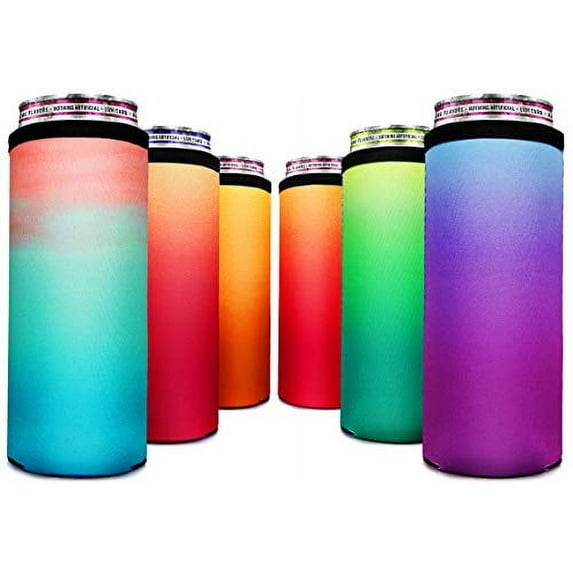 6 Skinny Can Coolers Slim Can Cooler for Slim Beer & Hard Seltzer, Skinny Beer Cans Coolie Skinny Insulators, Claw Can Cooler Sleeve Summer Daze