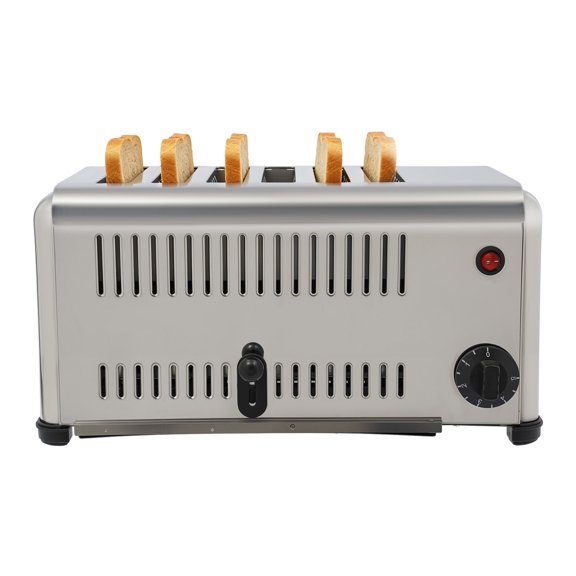 6 Slice Commercial Toaster, 1680W Bread Baking Machine with 5 Bread Shade Settings Electric Toaster Machine with Crumb Tray 5 Minutes Timier Rapid Toaster for Home and Dessert Store