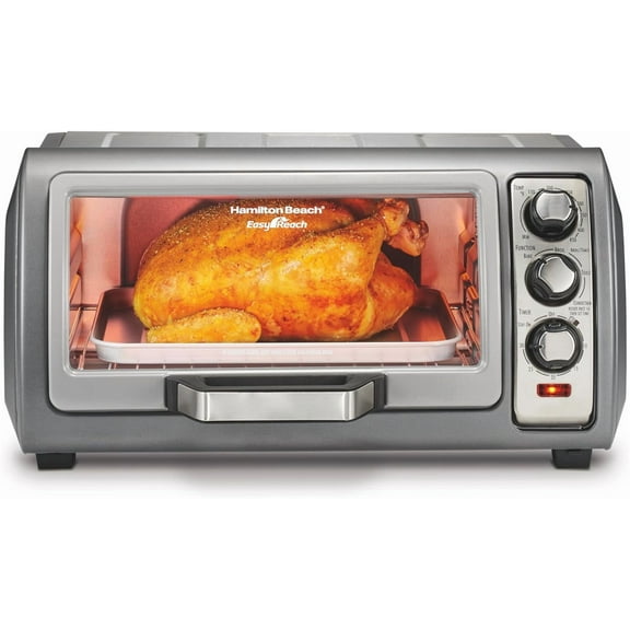 6 Slice Convection Toaster Oven With Easy Reach Roll-Top Door, Bake, Broil & Toast Functions, Auto Shutoff