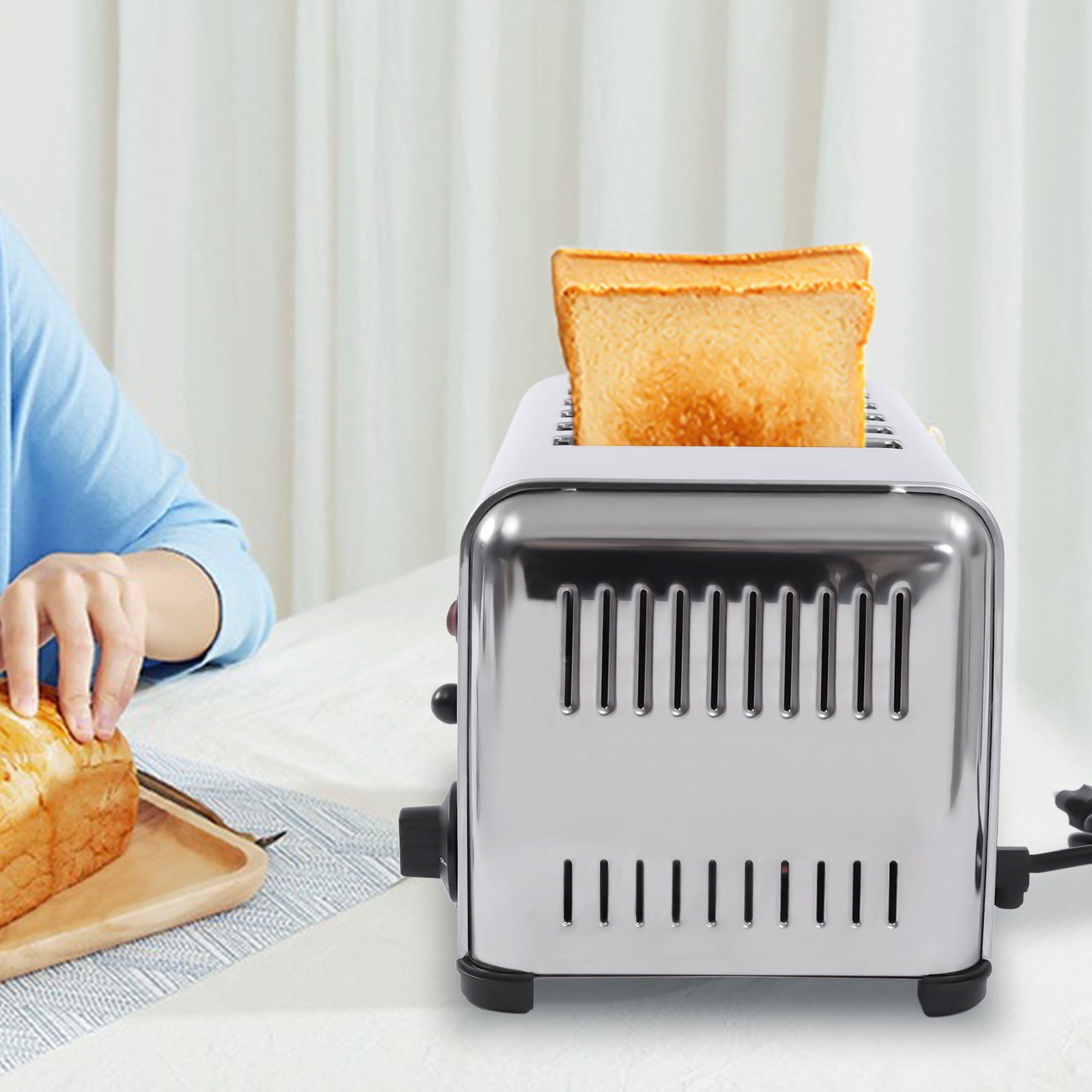 6-Slice Toaster, 1680W, Timing Design, Stainless Steel Baking Machine for Bread 110V AC