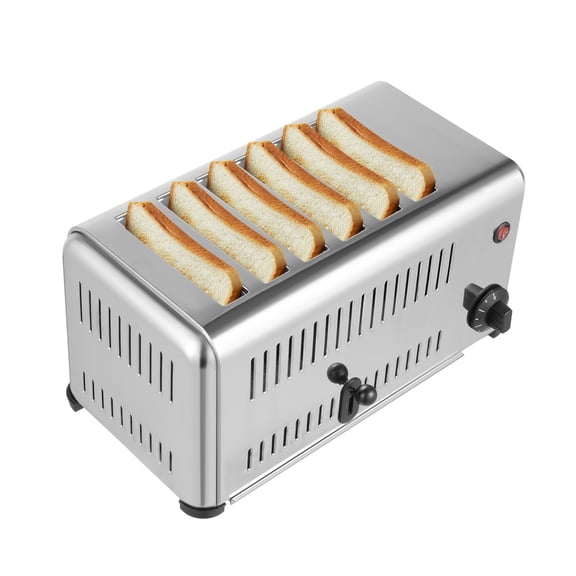 6 Slice Toaster with Wide Slots Commercial Toasters for Restaurant Bread Baking Machine 1680W Stainless Steel Toaster Countertop for Toast, Sandwiches, Meatloaf