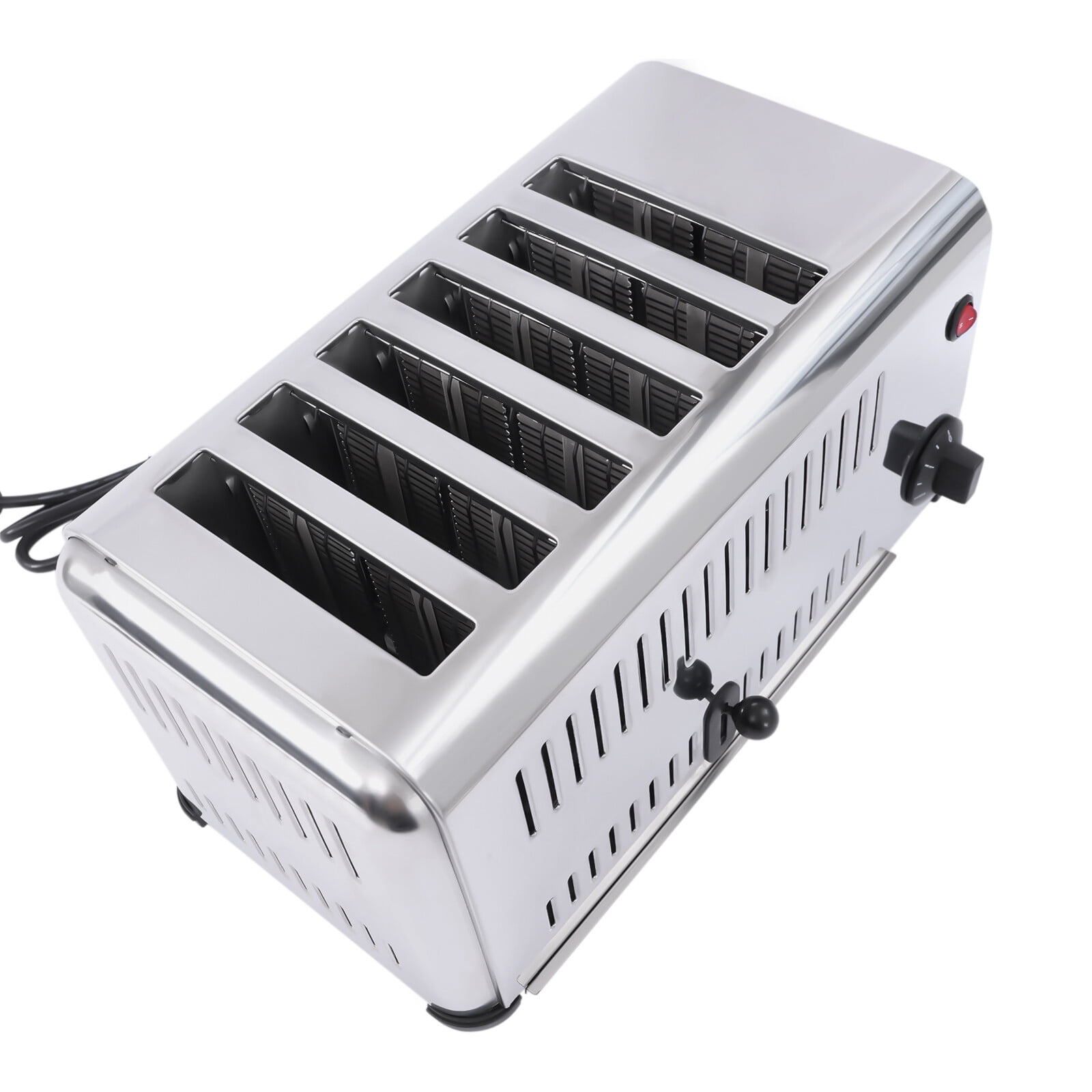 6 Slices Commercial Toaster Pop-Up Electric Stainless Steel Toaster Countertop Breakfast Bread Baking Making Machine 110V 1680W