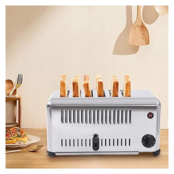 6 Slices Toaster Bread Baking Machine,1680W 110V Electric Stainless Steel Countertop Cool Touch Toaster with Tray for Home Restaurant Bakery