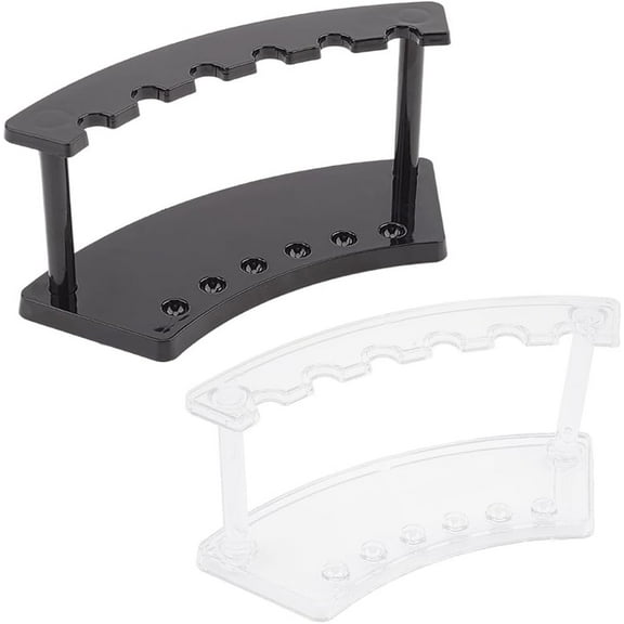 6-Slot Beaded Plastic Pen Holder Pens Display Stand Clear Black Acrylic Vertical Makeup Brush Rack Organizer Eyebrow Nail Brushes Stand for School Office Home Store Supplies Tools Craft Show Colorful