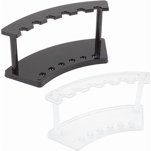 6-Slot Beaded Plastic Pen Holder Pens Display Stand Clear Black Acrylic Vertical Makeup Brush Rack Organizer Eyebrow Nail Brushes Stand for DIY