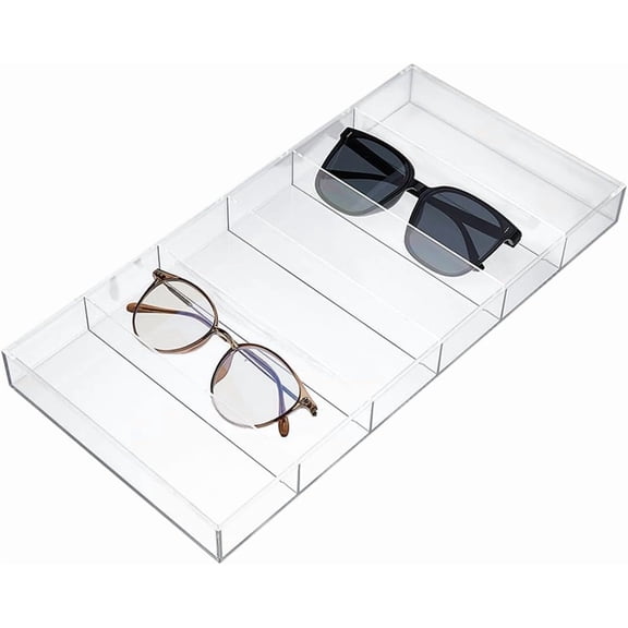 6-Slot Clear Sunglass Organizer Acrylic Glasses Holder Eyeglass Display Case Sunglasses Rack Stackable Eyewear Display Tray Eyeglasses Storage Case for Home Office Dorm