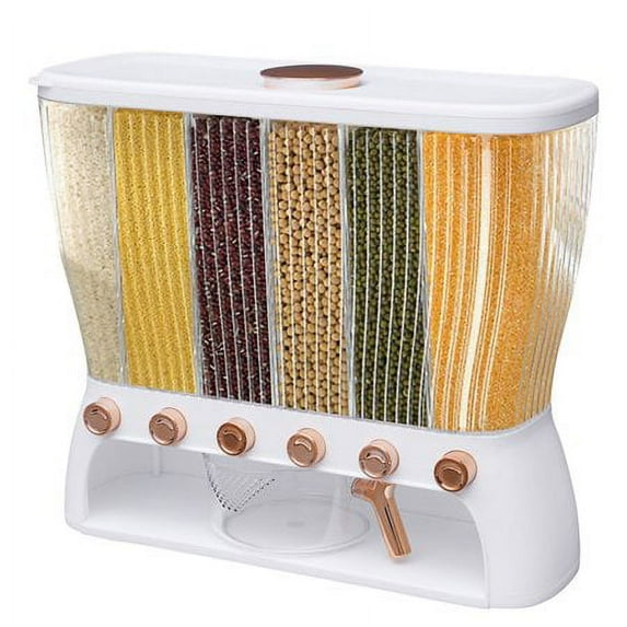 6 Slot Dry Food Beans Dispenser Wall mount Beans Grains Storage W/Rice Hopper