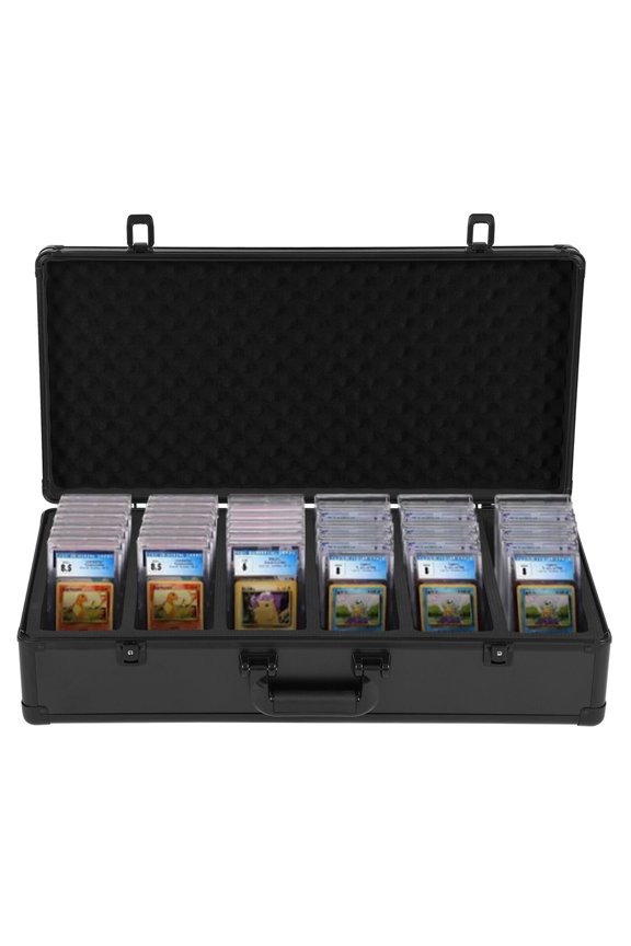 6-Slot Graded Card Storage Box, Aluminum Alloy Case, for 222 PSA Certified Sport Slabs Protector, w/Lock