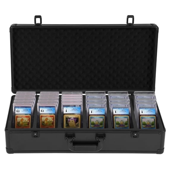 6-Slot Graded Card Storage Box, Aluminum Alloy Case, for 222 PSA Certified Sport Slabs Protector, w/Lock