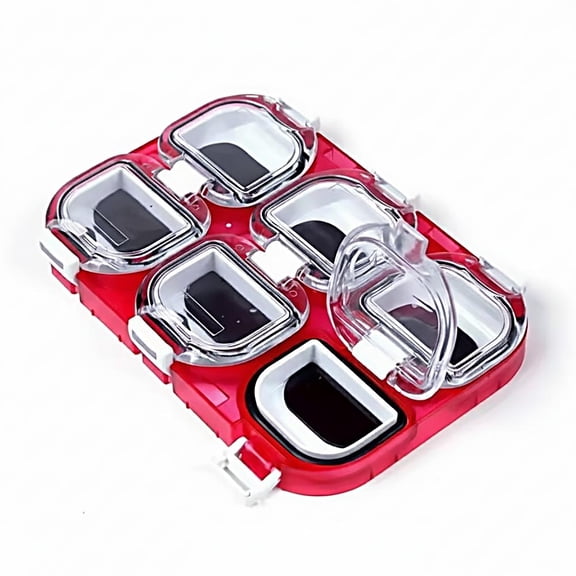 6-Slot Magnetic Tackle Box, Waterproof Fishing Hook Organizer with Transparent Lid, Portable Fishing Gear Accessory Case for Lures, Flies & Small Tools