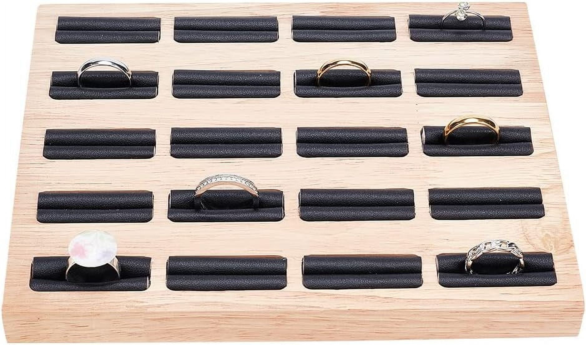6 Slot Rectangle Wood Ring Tray Display 2 Pack Jewelry Ring Display ...