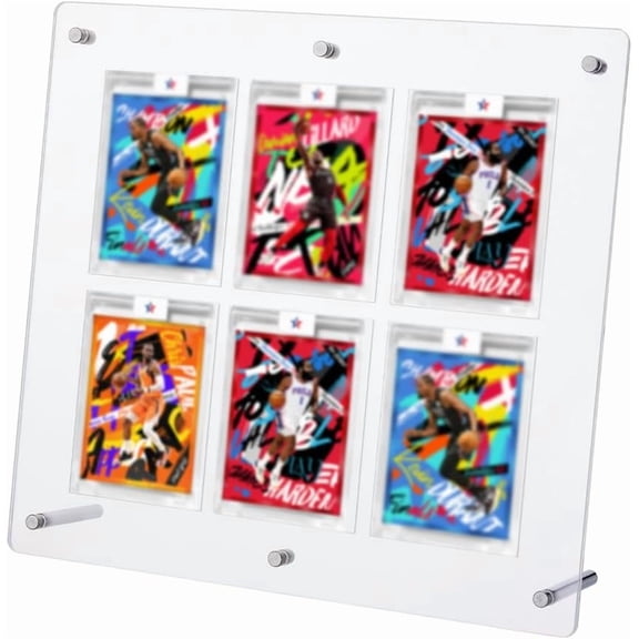 6 Slots Trading Cards Display Frame Sport Card Display Frames PVC Plastic Game Card Case 2.56x10.63x9.65 Inch Clear Baseball Cards Clear