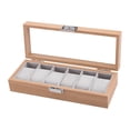 thumbnail image 1 of 6 Slots Watch Display Case Wood Box Jelry Storage Organizer Men Gift, 1 of 7