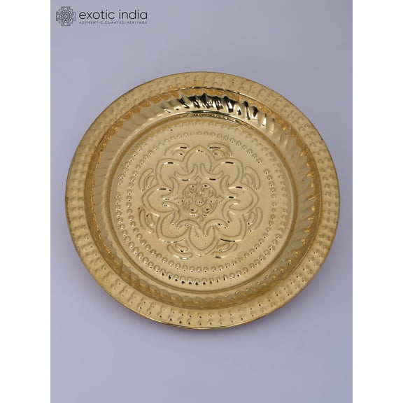 6" Small Brass Floral Design Plate | Handmade | Made in India