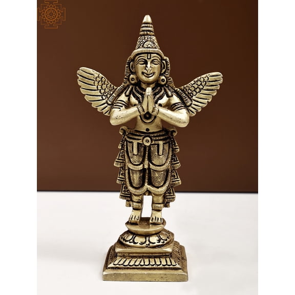 6" Small Garuda Idol in Namaskara Mudra | Handmade Brass Statues