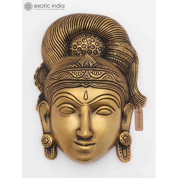 6" Small Goddess Parvati Face Wall Hanging | Brass Statue