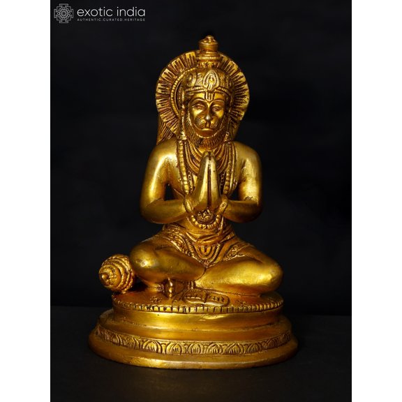 6" Small Lord Hanuman in Namaskar Mudra | Brass Statue