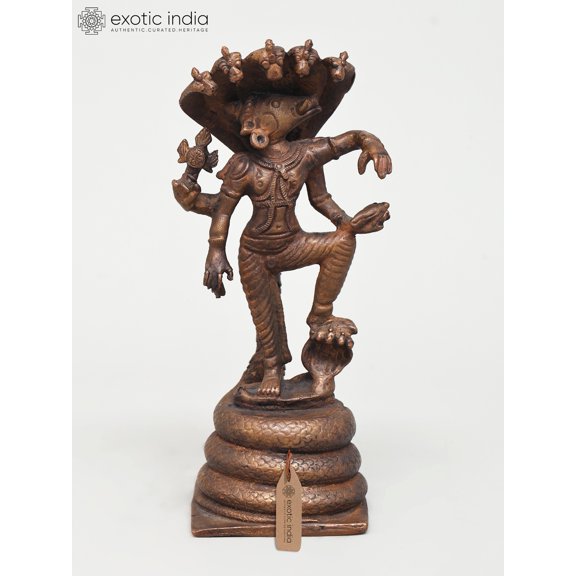 6" Small Lord Varaha Standing on Sheshnag | Copper Statue