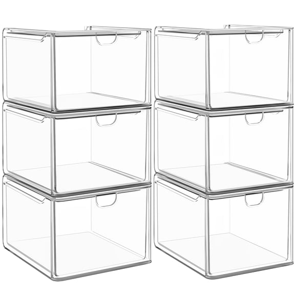 6 Small Stackable Plastic Storage Drawers Home Organization