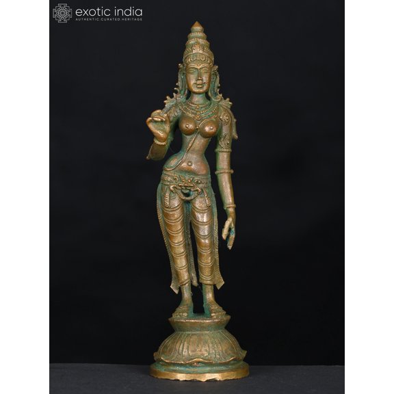 6" Small Standing Goddess Uma (Devi Parvati) | Bronze Statue
