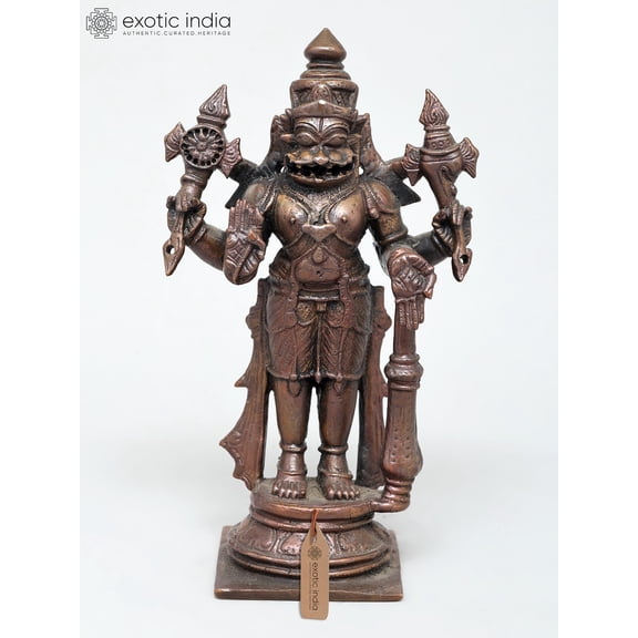 6" Small Standing Lord Narasimha | Copper Statue