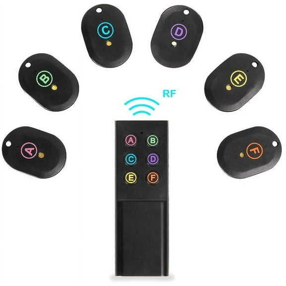 6 Smart Key Locators with Remote Tracker, 1 RF Transmitter, Item Tracker