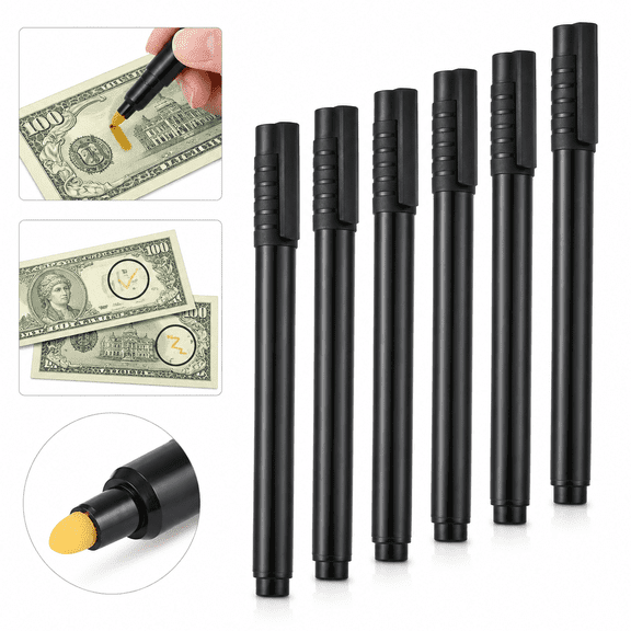 6 Smart Money Counterfeit Detector Tester Marker Pen Use On Fake Bills Checker !