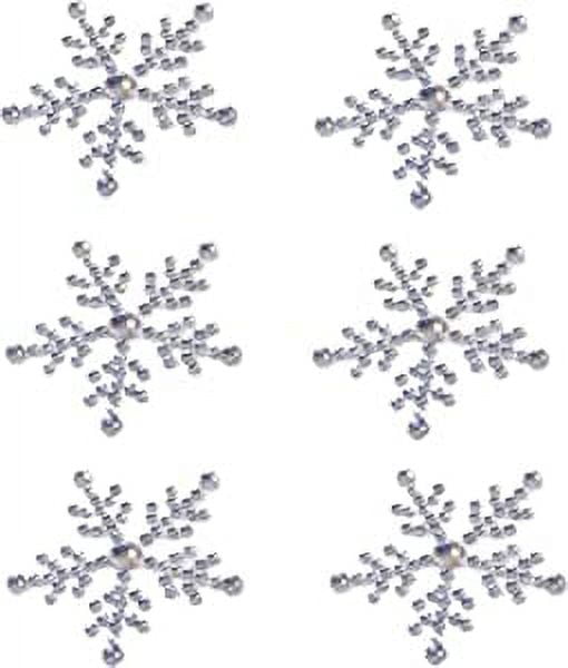 6 Snowflake Sticker Embellishments Sparkly Resin Rhinestone Self