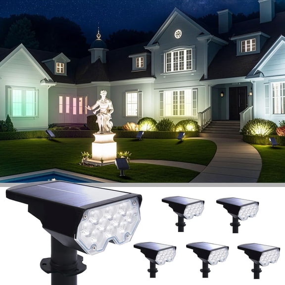6  Solar  Outdoor Spot Lights Outside  20 LEDs Landscape Spotlights Dusk to  for House Yard Tree, , Walls, Path, Garden, Statues,  Accent Lamp Cool White