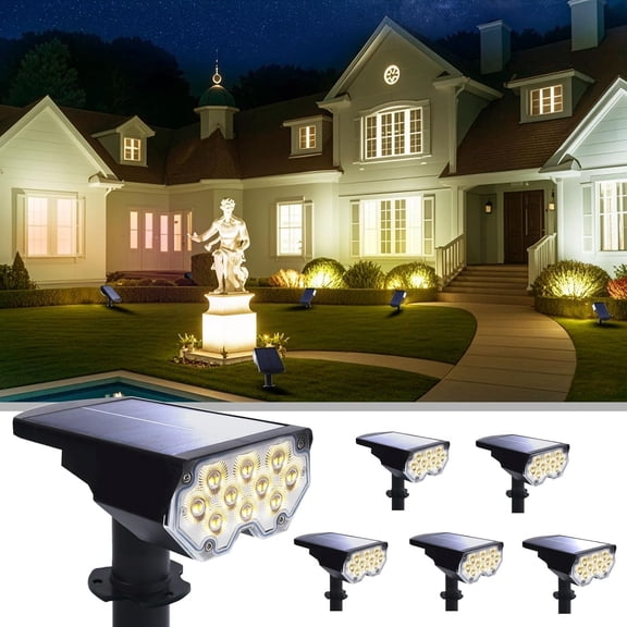 6  Solar  Outdoor Spot Lights Outside  20 LEDs Landscape Spotlights Dusk to  for House Yard Tree, , Walls, Path, Garden, Statues,  Accent Lamp Warm White