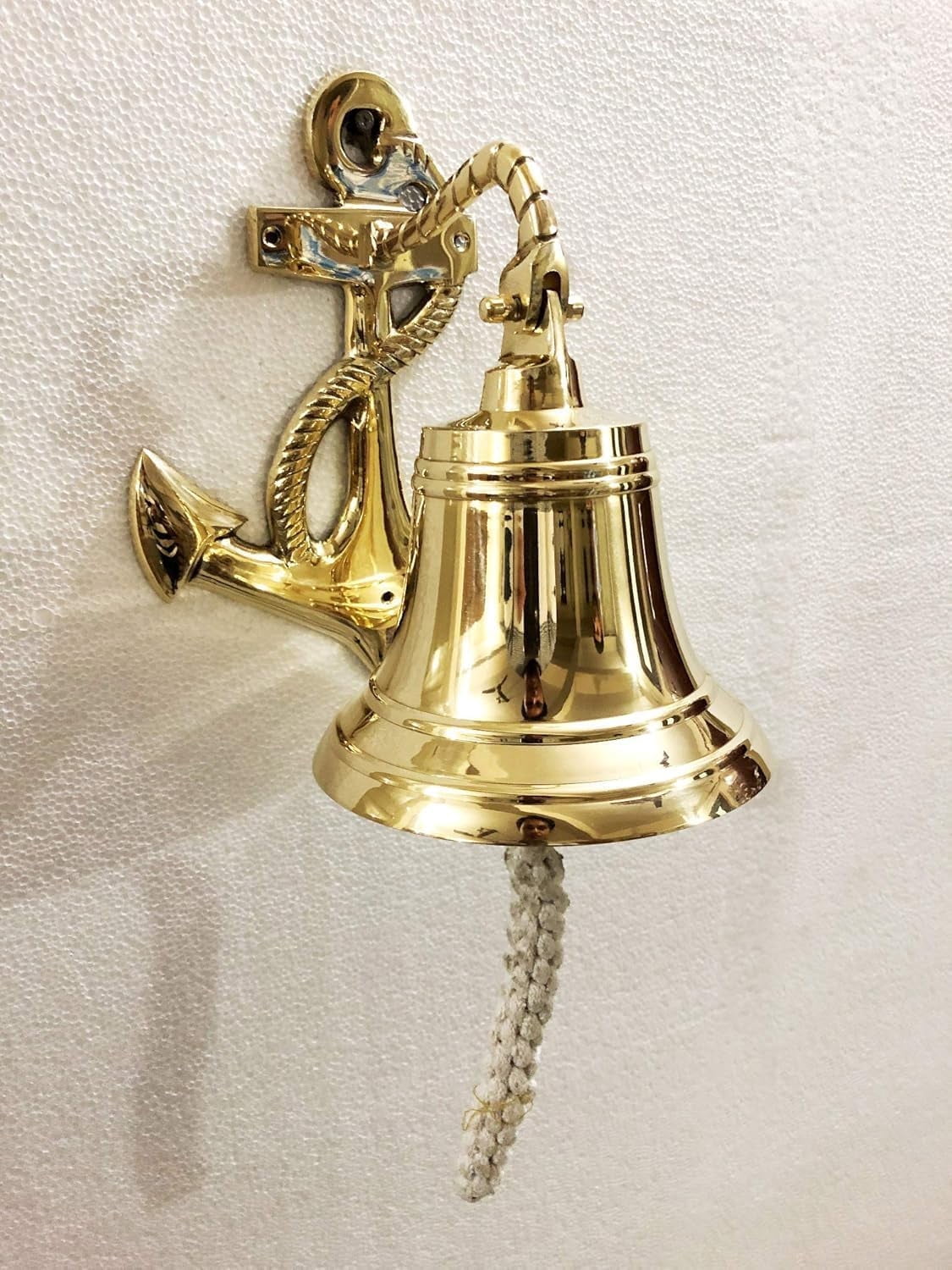 6" Solid Brass Anchor Ship Bell Ring Home Kitchen Outdoor Indoor Door Bell Wall Hanging