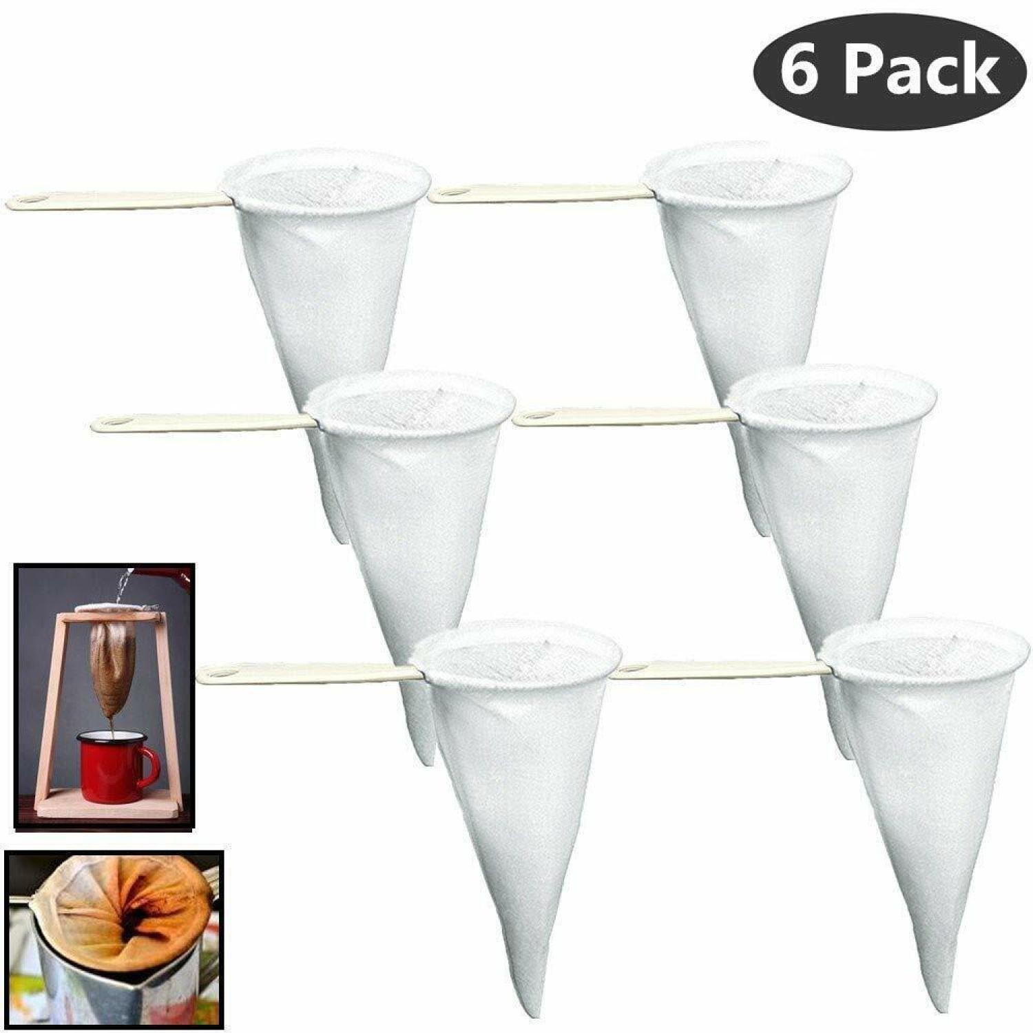 6 Spanish Colador de Cafe Coffee Strainer Filter Cloth Mesh with