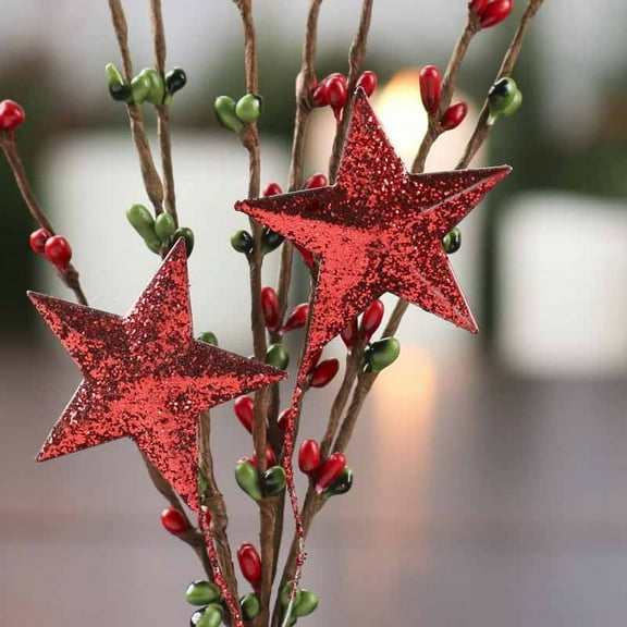 6 Sparkling Star and Pip Berry Sprays for Festive Holiday Dcor by Factory Direct Craft