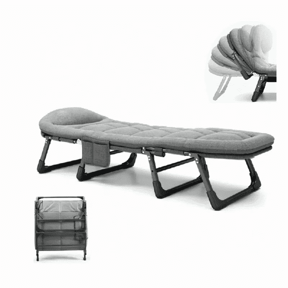 6-Speed Adjustable Sleeping Bed, Folding Camping Bed, Portable Folding Bed, Comfortable Mattress And Pillow, Breathable Fabric, Thick Steel Frame, Free Blanket And Eye Mask, Nap Nap Bed